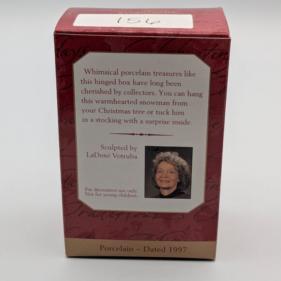 Hallmark Keepsake Porcelain Hinged Box 1997, Porcelain Snowman Ornament - Picture 9 of 11